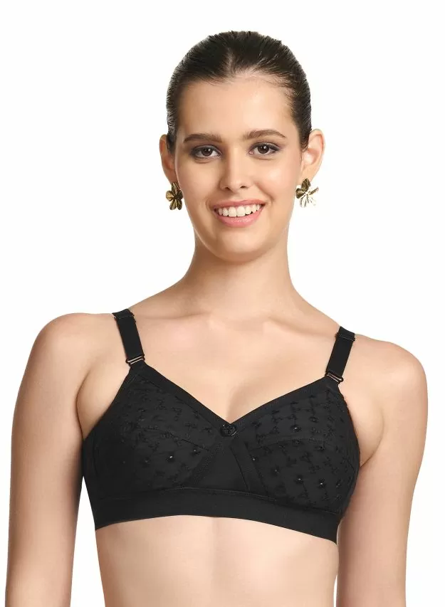 Krutika Chikan Non-Wire Cotton Bra for Daily Use