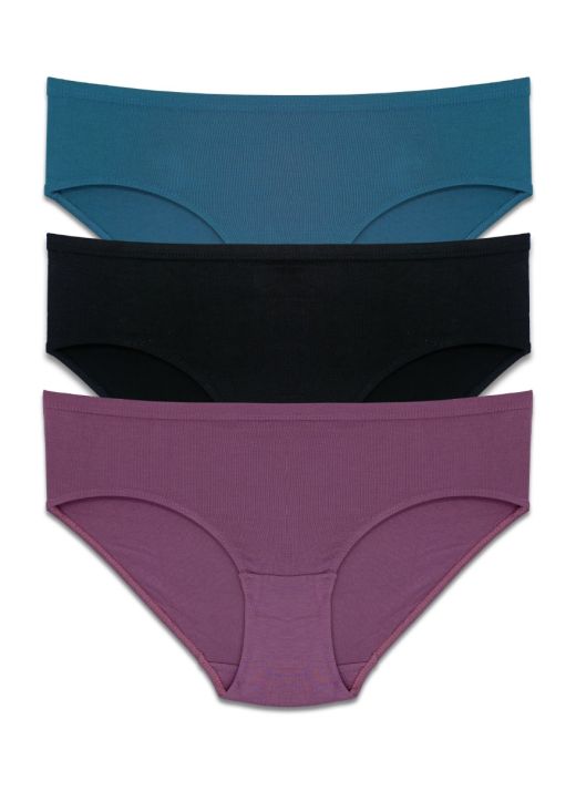 India Ki Mast Panty Covered Elastic + Super soft Fabric + Best Price Hipster High Waist, 0.6 Inch (1.5 cm) Covered Elastic Panties (Pack of 3 - Plain Colours May Vary)