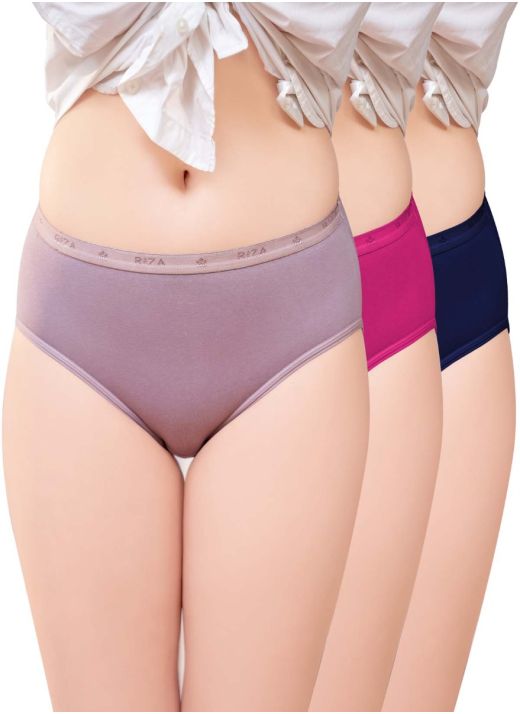 India Ki Mast Panty Outer Elastic + Super Soft Fabric + Best Price Hipster High Waist, 0.6 Inch (1.5 cm) Outer Elastic Panties (Pack Of - 3 Plain Colours May Vary)