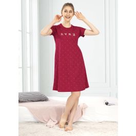 Grey-Colored Printed Short Nighty