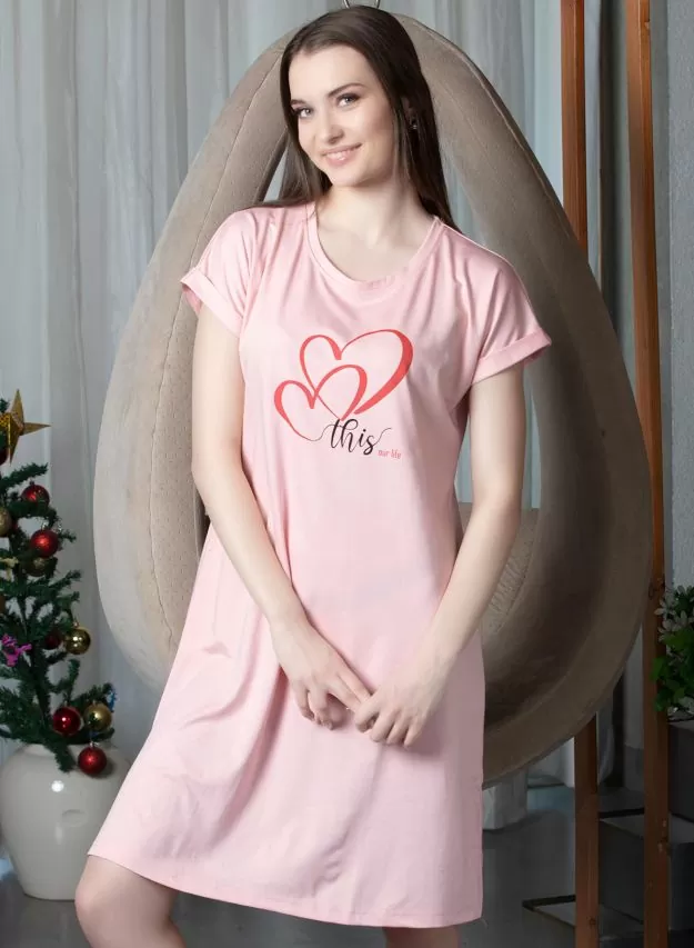 short dress nighty Night Dress Stylish Short Nighty Comfort Nighty Vol-2 Printed Cotton Night Dress With Short Sleeves