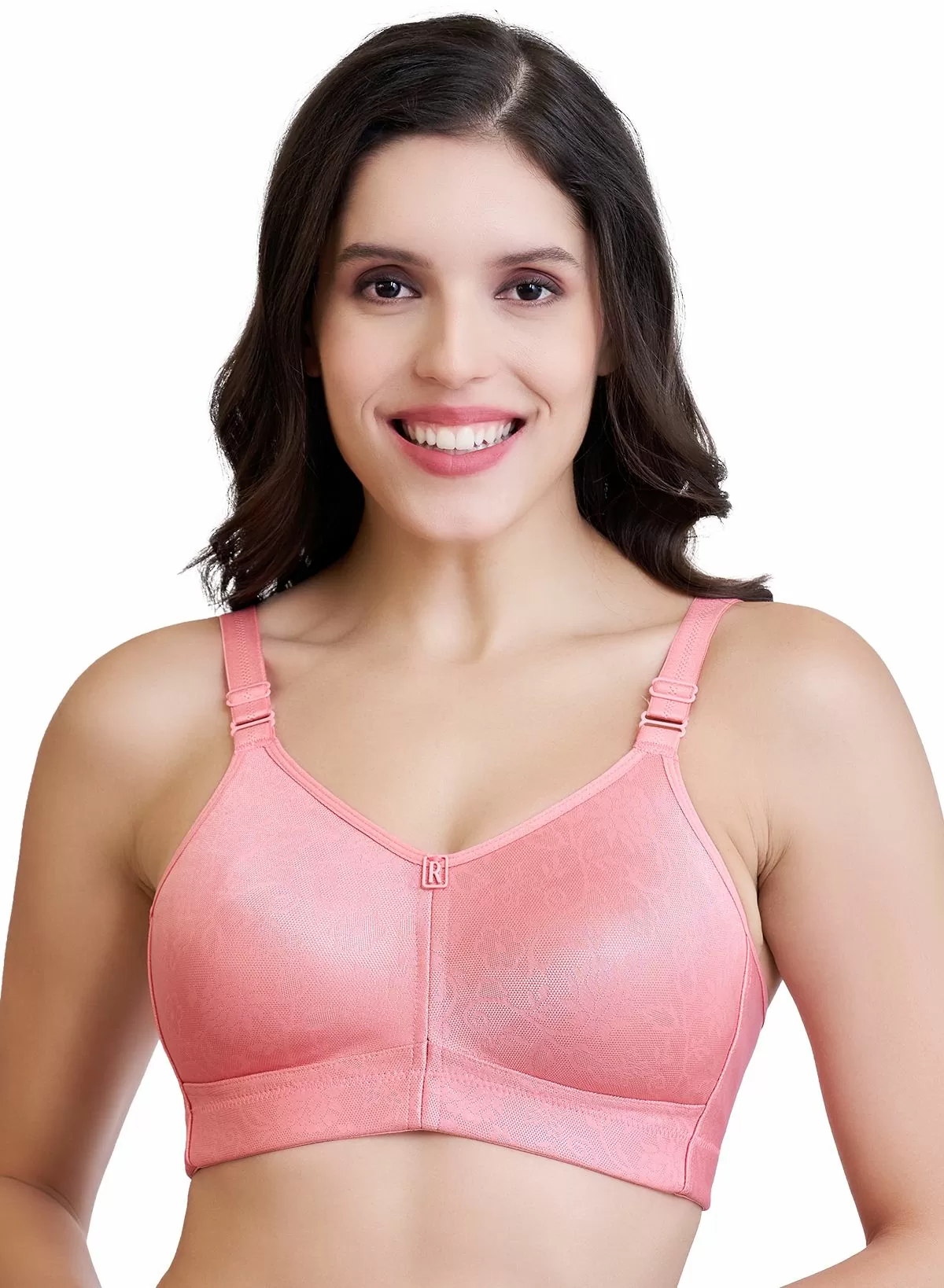 TRYLO Riza TrueFit Reggiseno Donna Non Imbottito Senza Ferretto | Pizzo Jacquard E Tessuto Interlock Elasticizzato | Copertura Totale