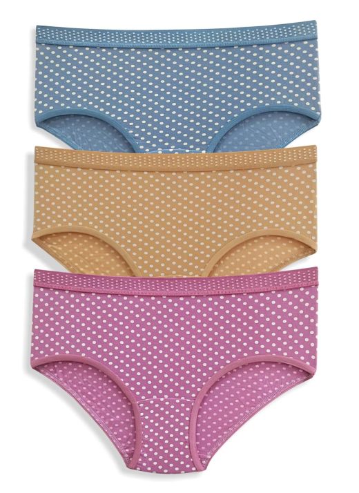 Flirtie Print - 20 Women's Full Hip Coverage Ultra Soft Modal Fabric, Hipster, High Waist, 1.25 Inch (3 cm)  Dotted Outer Elastic Panties (Pack of 3 - Printed Colours May Vary)